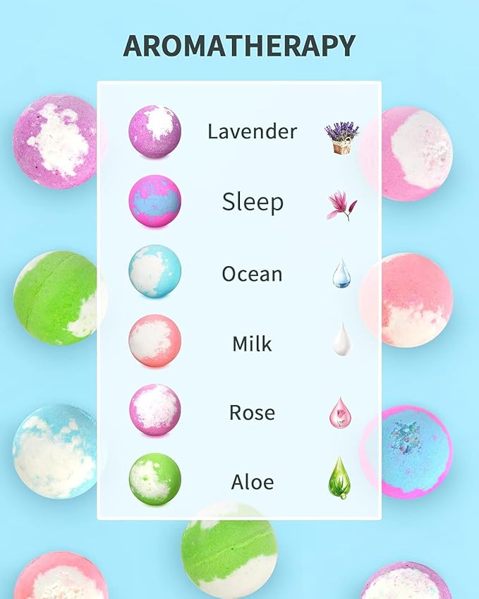 Light Up Bath Bombs with Surprise Inside, 4.23 oz Natural Gift Set 6 with Essential Oils, Magnesium Large Bath Bombs for Women Relaxing Spa Skin Moisturize Gifts for Women