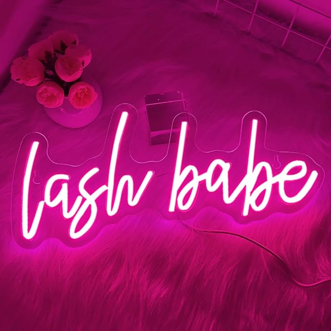 Lash Babe Neon Sign for Wall Decor, Beautiful Pink Lashes Baby Neon Sign for Lash Room Decor, LED Light Sign for Lash Salon, Beauty Room, Nails Hair Bar, Gift for Girls