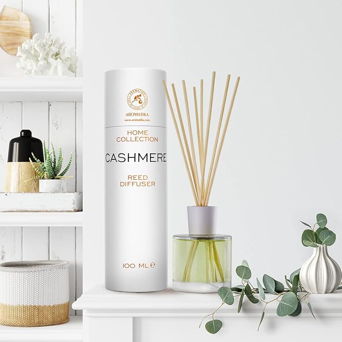 Reed Diffuser Cashmere 3.4 Fl Oz - Room Diffuser - Scented Diffusers with Bamboo Sticks - Home Fragrance - Air Freshener - Warm Scent - Fragrance for Living Room