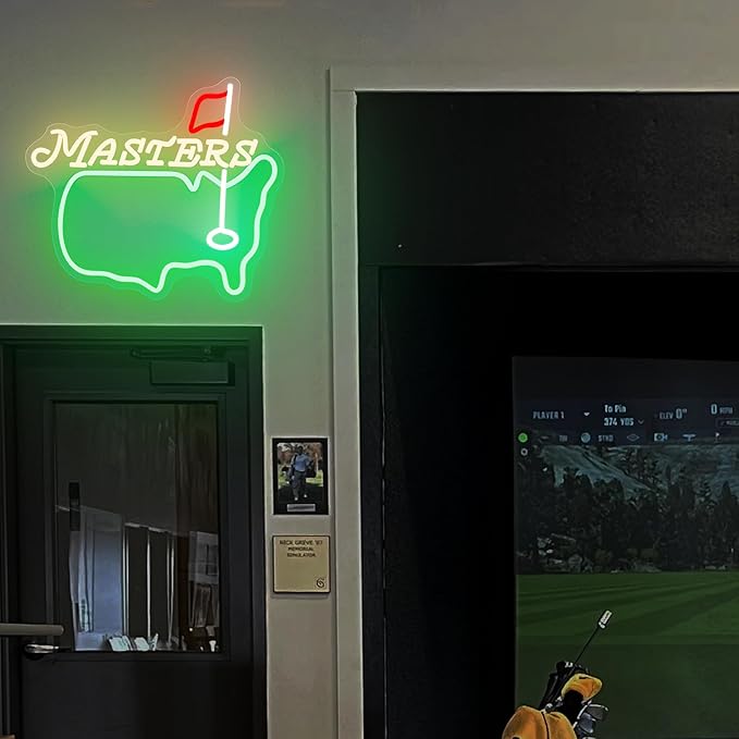 Masters Neon Sign, Golf Neon Signs for Wall Decor, Dimmable Led Signs for Bedroom, Light Up Signs for Golf Club Sports Bar Business Man Cave Party Decorations