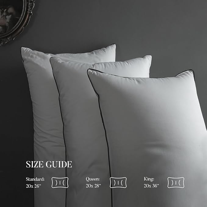 MAXICOZY Hungarian Goose Down Pillow Standard Size Pack of 2, 3-Chamber Bed Pillows Standard Size Set of 2, White Hotel Pillows for Sleeping, Soft Cotton Blend Shell- Standard (20" x 26"), 2 Pack