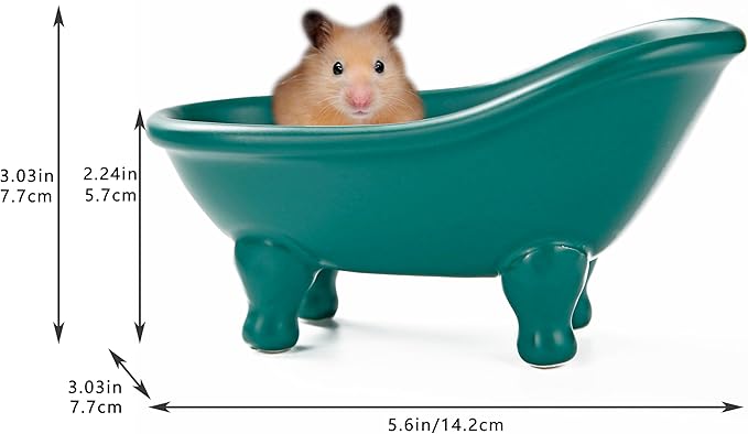 1 Piece 5.6" Colorful Ceramic Mini Clawfoot Bathtub Soap Dish Decortative Soap Dish Small Planter Makeup Organizer Container Hamster Bathtub(Green)