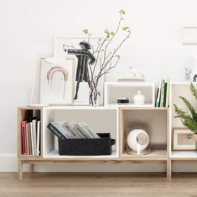 Long Gray Storage Baskets Narrow Storage Basket Organizer Storage Bins for Small Toys Keys Make Up Hair Cosmetic Drawer Home Decor Storage Basket Decorative Storage Bin