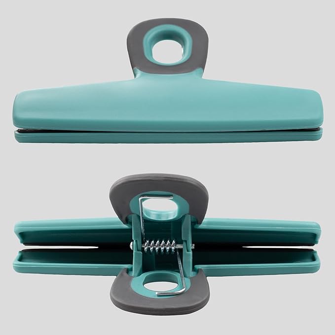 COOK WITH COLOR Food Clips - Wide Heavy Duty Chip Clips, Large Bag Clips for Food Storage with Air Tight Seal Grip, Pack of 16, Teal