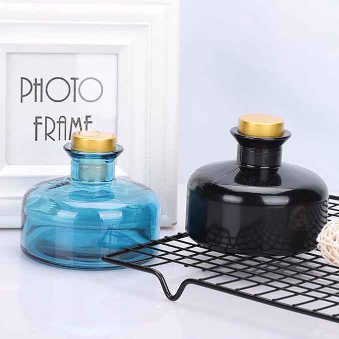 200 ml/6.7 oz Empty Glass Diffuser Bottles Refillable Aromatherapy Jar Container DIY Replacement Reed Diffuser Accessories Essential Oils Crafts Decor(Black)