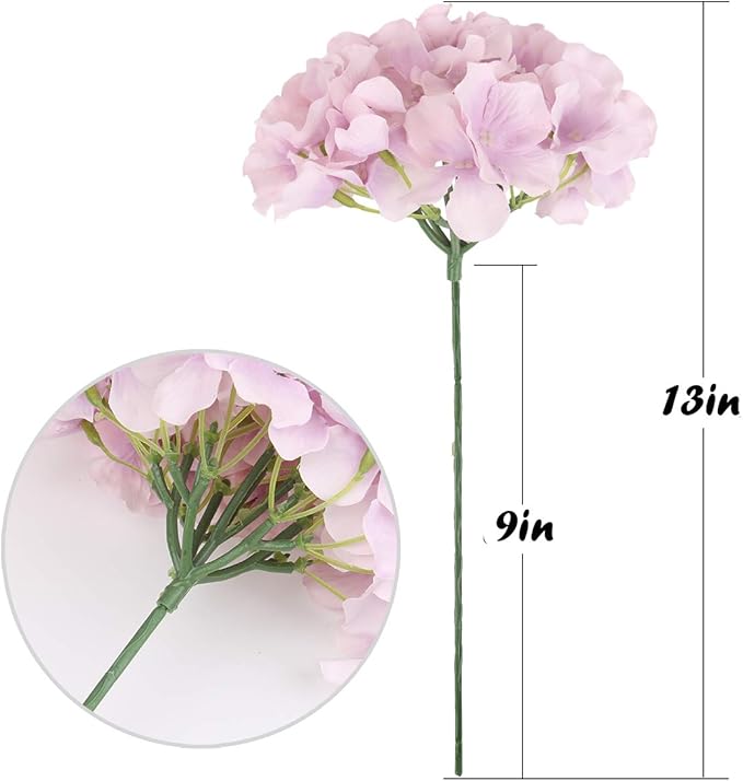 Flojery Silk Hydrangea Heads Artificial Flowers Heads with Stems for Home Wedding Decor,Pack of 10 (Violet)
