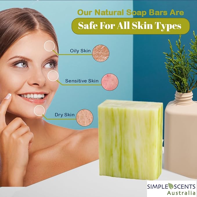 Lemongrass Scented Natural Soap Bars (5 Bars), 3.5oz Moisturizing French Triple Milled Soap Bars Enriched with Shea Butter - Pure Plant Oil Bath & Body