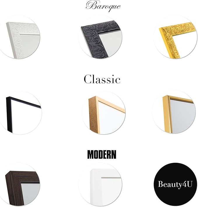Beauty4U Full Length Mirror Wall Mirror Full Body Dressing Mirror Wall Mounted Hanging for Dorm Home, 50"x 14", White