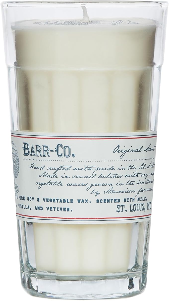 Barr-Co. Original Scent Parfait Glass Candle, Creamy Vanilla Scent, 120-Hour Long Burning Soy Wax Candle, Scented Candles for Home & Bath, 10 oz
