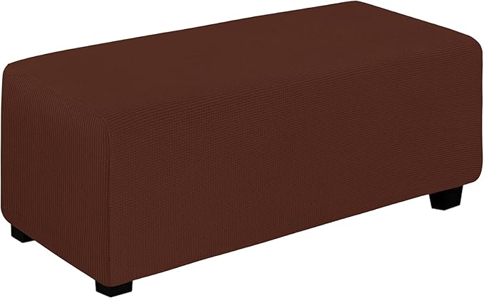 Easy-Going Stretch Ottoman Cover Folding Storage Stool Furniture Protector Soft Rectangle slipcover with Elastic Bottom(Ottoman X-Large,Coffee)