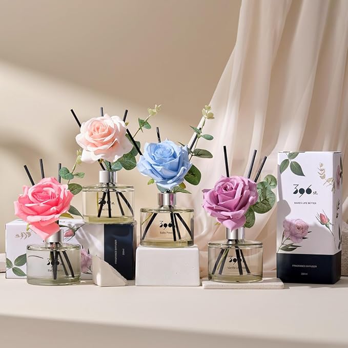 396 st. Rose Flower Reed Diffuser, Vanilla Lavender(Also Known as Garden Lavender), 200ml(6.7oz) / Reed Diffuser Sets, Scentsy Home Fragrance, Scented Oils, Home & Bathroom Décor