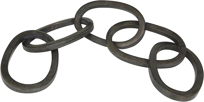 CosmoLiving by Cosmopolitan Metal Chain Decorative Sculpture Home Decor Statue, Accent Figurine 36" x 6" x 3", Black