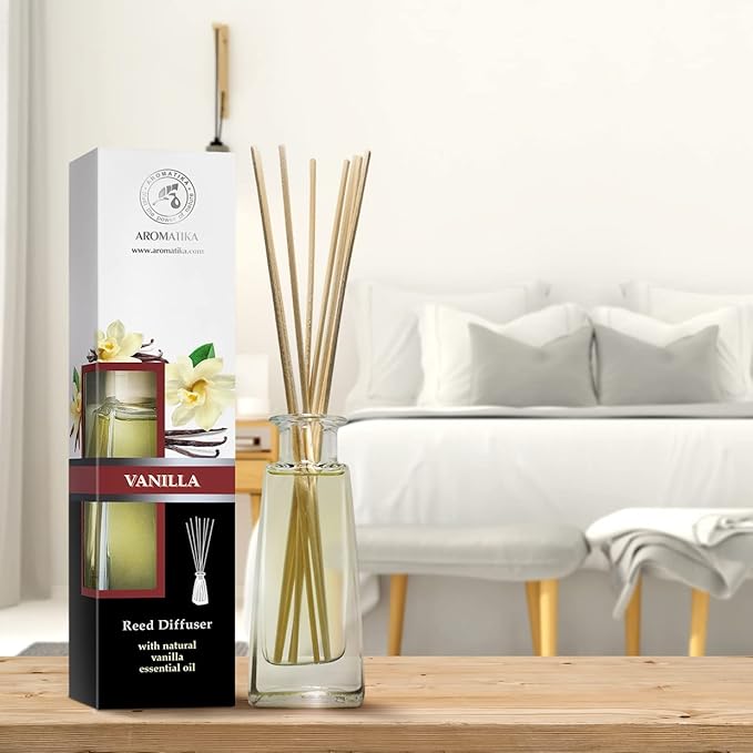 Reed Diffuser with Natural Essential Oil Vanilla 3 x 3.4 Fl Oz(100ml) - Scented Reed Diffuser - Gift Set with Bamboo Sticks - Best for Aromatherapy - SPA - Home - Office - Fitness Club