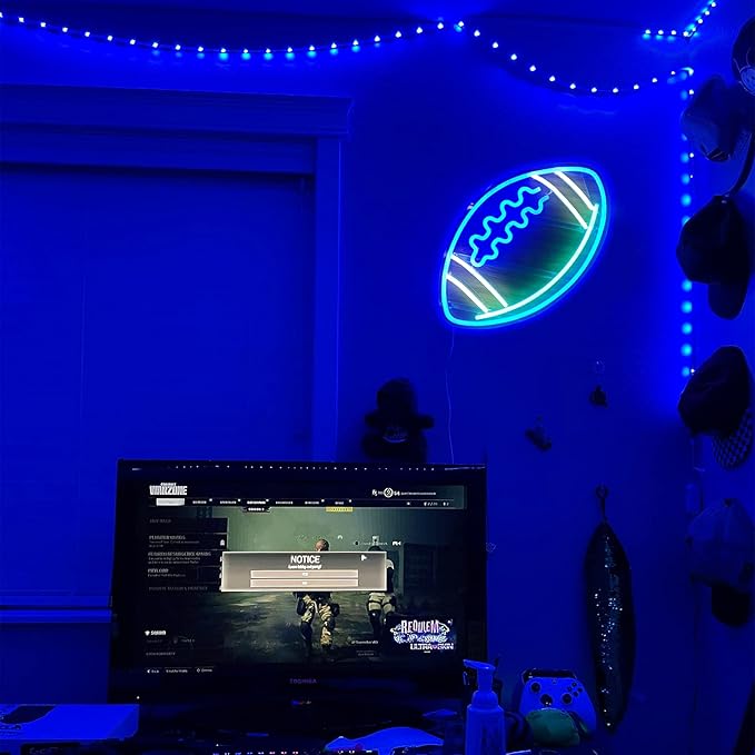 Ajoyferris Blue Football Neon Sign for Wall Decor - Bedroom, Kids Room, Game Room, Party, Christmas Gifts