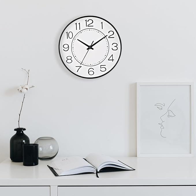 HZDHCLH Modern Wall Clocks Battery Operated,10 inch White Clock for Wall,Silent Small Wall Clock for Living Room Bedroom Kitchen Office Nursery Decor
