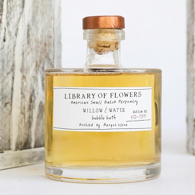 Library of Flowers Willow & Water Bubble Bath, 17 fl. oz. - Cut Greens, Flowering Lotus & Watercress - Relaxing & Gentle Bubble Bath Soap, Hydrating & Deep Moisturizing, Cocoa Butter & Green Tea