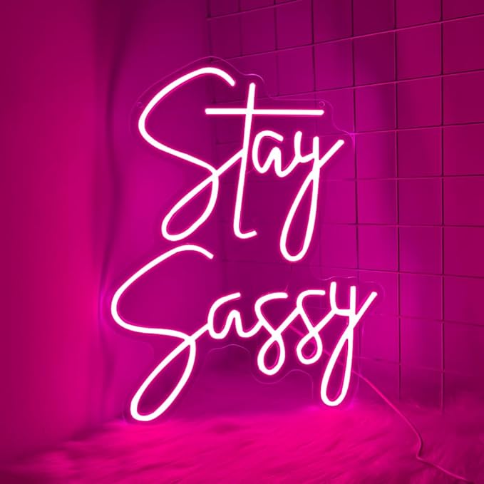 Stay Sassy Neon Sign for Wall Decor, Beautiful Pink Sassy Neon Light Led Sign for Home Wedding Birthday Party Girls Bedroom Decoration, Shopping Mall Dressing Table Wall Decor