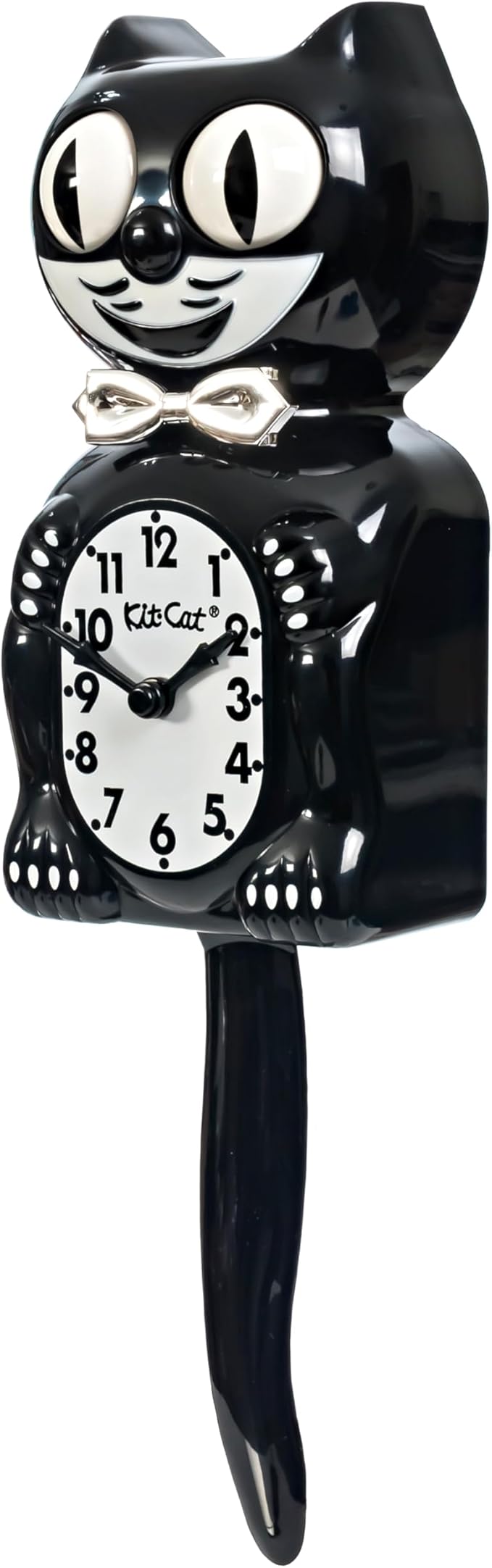 Kit-Cat Tuxedo Clock, Limited Edition Anniversary, Black with Chrome Bow Tie, Classic Moving Eyes and Tail