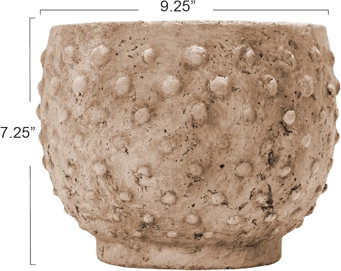 Creative Co-Op Distressed Terra Cotta Hobnail Planter, Greige