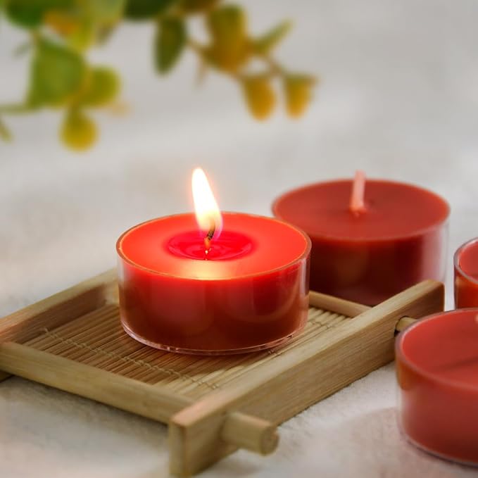 DEYBBY Scented Tealight Candles, Long Lasting Soywax Tea Candle Used for All of Holders|Clear Cup|12 Counts|Up to 4 Hour Burn Time|Apple