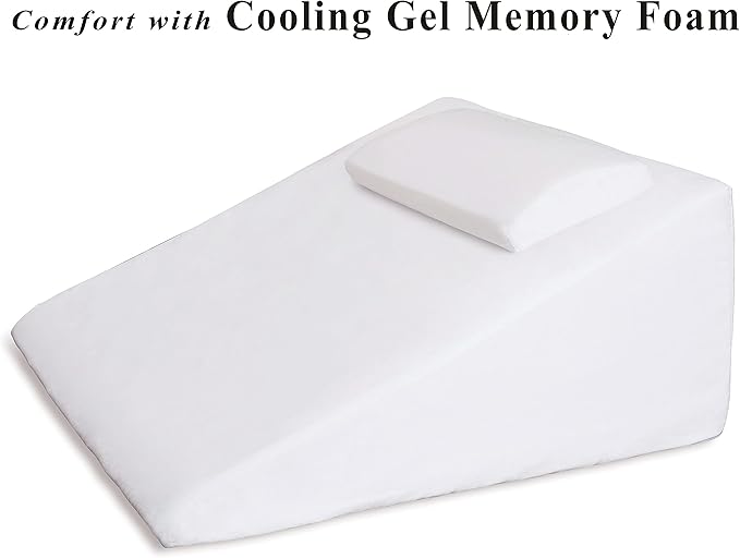 InteVision Extra Large Bed Wedge Pillow (33 x 30.5 x 12 inch) and Headrest Pillow in One Package - Helps Relief from Acid Reflux, Post Surgery, Snoring - Egyptian Cotton Cover - 2 inch Memory Foam Top