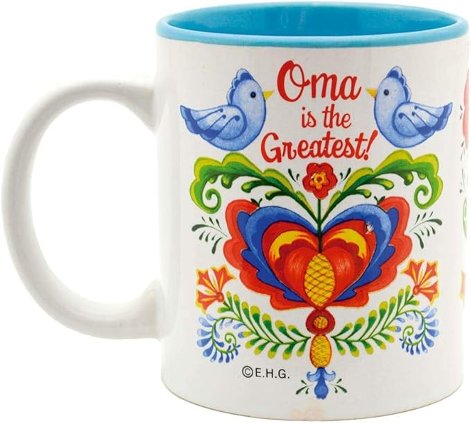 Essence of Europe Gifts E.H.G 12 oz. Ceramic Coffee Mug, Oma is the Greatest Design - Multicolor Ceramic Mug, German or Dutch Grandma