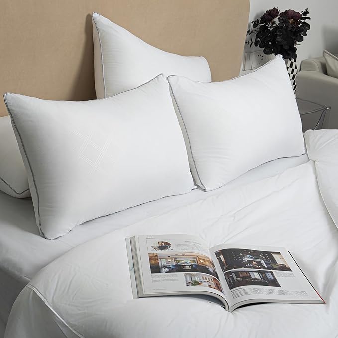 Pillows for Sleeping 4 Pack Bed Pillow Set of 4 for Side Back and Stomach Sleepers Down Alternative Filling Luxury Soft (White, Standard(4 Pack))