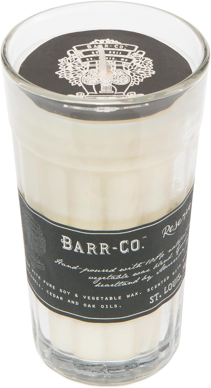 Barr-Co. Reserve Parfait Glass Candle, Earthy Scent, 120-Hour Long Burning Soy Wax Candle, Scented Candles for Home, Bathroom & Office, 10 oz