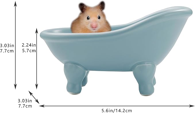 1 Piece 5.6" Colorful Ceramic Mini Clawfoot Bathtub Soap Dish Decortative Soap Dish Small Planter Makeup Organizer Container Hamster Bathtub(Blue)