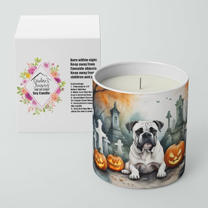 Caroline's Treasures DAC2024CDL Boxer Spooky Halloween Decorative Soy Candle Nature Soy Wax Essential Oil Home Decor Ideal for Bedroom Kitchen Bath Office Gift, 10 oz