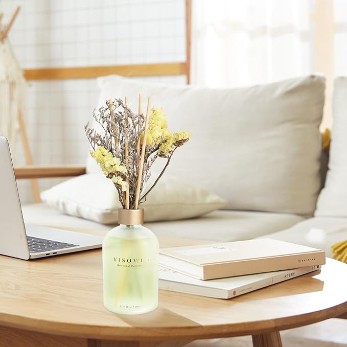 Reed Diffuser - Grapefruit & Osmanthus 6.76oz(200ml) 2 Packs Flower Essential Oil Reed Diffuser Set with 16 Sticks - Long Lasting Fragrance for Home Bedroom Bathroom Room Shelf Decor