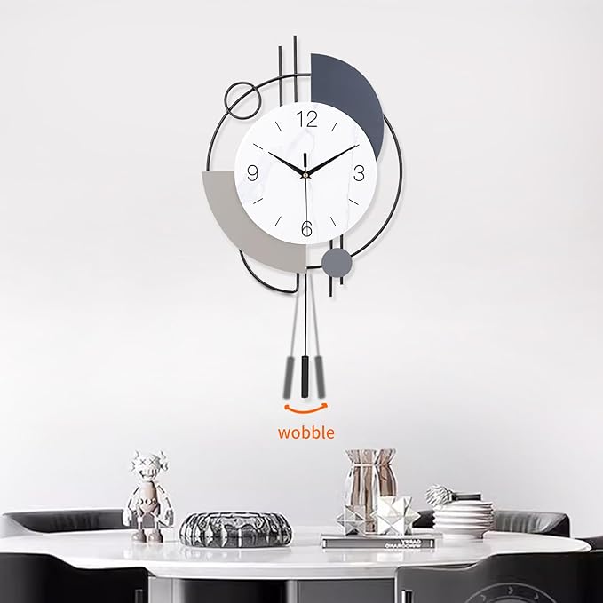 Wall Clock,Decorative Wall Clocks with Pendulum,Silent Quality Quartz Wall Clock Battery Operated,Large Wall Clock for Living Room,Kitchen,Home,Bathroom,Bedroom Wall Decor,16x26.5inch