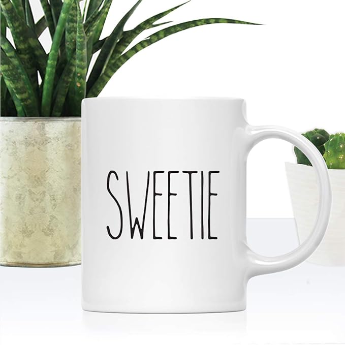 Andaz Press Simple Rustic Farmhouse Kitchen Decor 11oz. Ceramic Coffee Tea Mug, Sweetie, 1-Pack, Includes Gift Box, Minimalist Birthday Idea