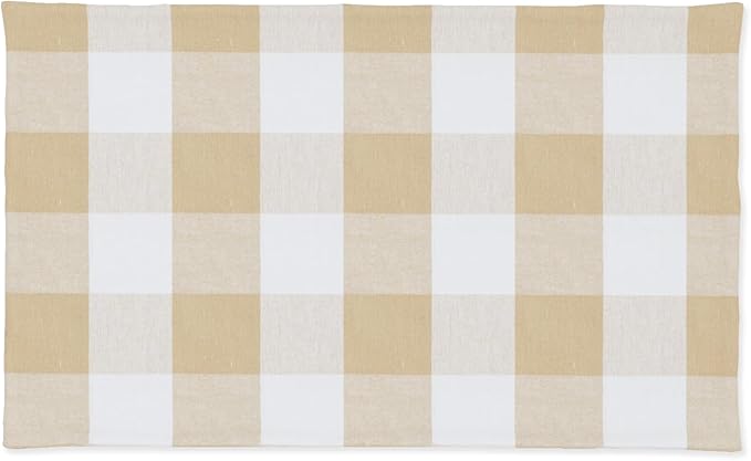 Beige & White 2 Side Cotton Buffalo Check Farmhouse Placemats Set of 4 Heat Resistant Dining Table Place Mats for Kitchen Table, 12 x 18 inches