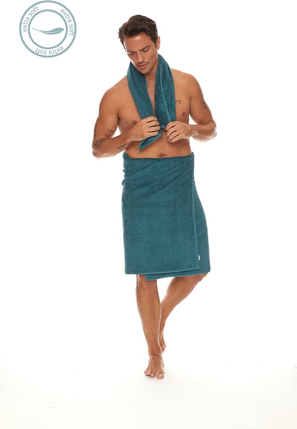 HOMELOVER 100% Organic Cotton Hand Towel Set, 4 Hand Towels, 500 GSM, Hotel Quality, Soft and Very Absorbent, Quick-Drying, GOTS-Certified, Forest Green