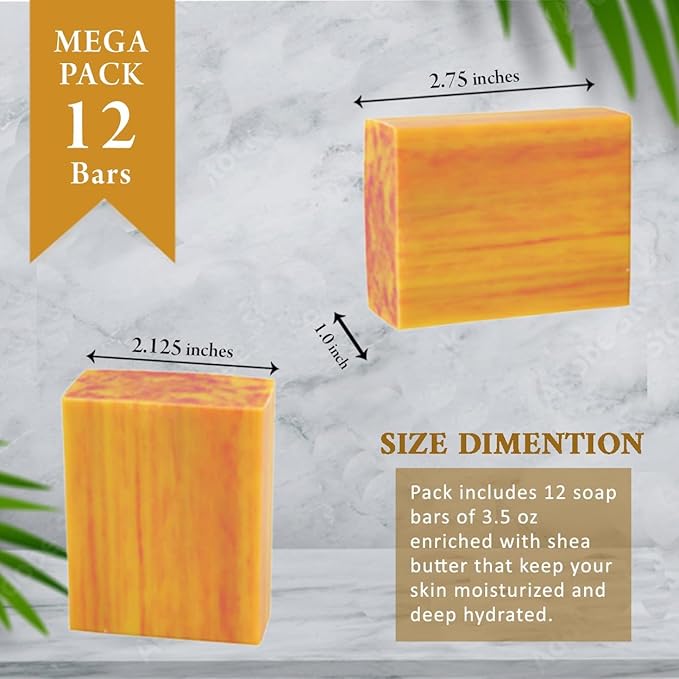 Peach Scented Natural Soap Bars (5 Bars), 3.5oz Moisturizing French Triple Milled Soap Bars Enriched with Shea Butter - Pure Plant Oil Bath & Body