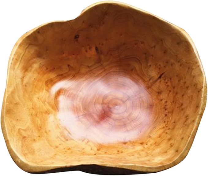 Wooden Decorative Natural Wood Fruit Bowl - Irregular Creative Rustic Hand Carved Serving Bowl for Candy, Snacks, Keys, Home Decor (14"-16" Diameter)