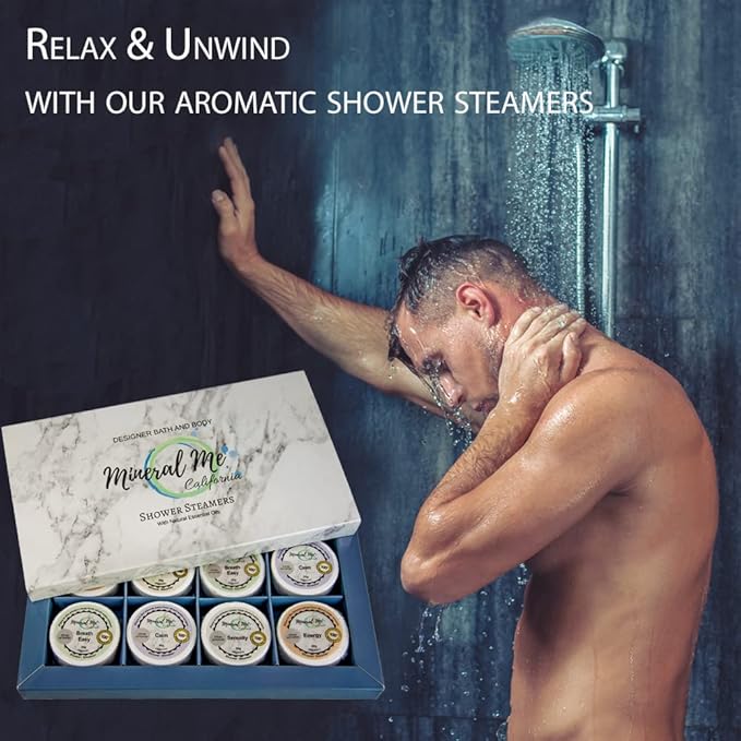 Shower Steamers Aromatherapy, Fathers Day Gift for Dad, Shower Bombs w/Organic Essential Oils for Vaporizing Steam Spa Relaxation, Shower Tablets, Shower Melts, Relaxing Self Care Gift for Men, Women