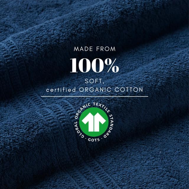 HOMELOVER 8 Piece Towel Set - 100% Organic Cotton, 2 Bath Towels, 4 Hand Towels, 2 Washcloths - 500 GSM, Hotel & Spa Quality, Soft, Quick Dry, Highly Absorbent Bathroom Essentials (Deep Sea Blue)