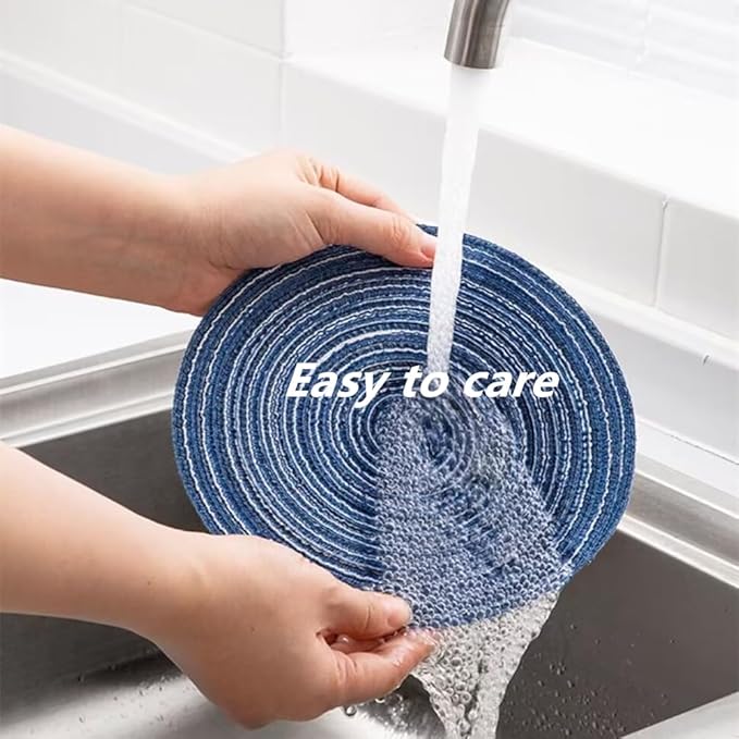 Round Placemats Set of 4 Round Braided Place mats 15 Inches Table Mats for Dining Tables Washable Heat Resistant Place mats for Party, Tabletop Accessories (Blue,4)