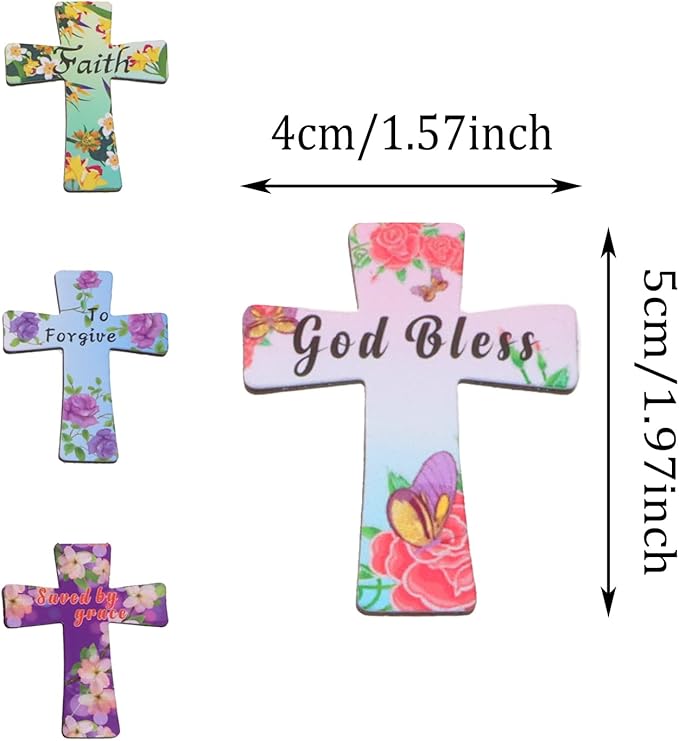 Penta Angel Magnetic Book Page Marks 24Pcs Colorful Floral Cross Magnet Page Markers Small Cute Book Clips for Girls Boys Student Office Reading Lover (Cross, 24)