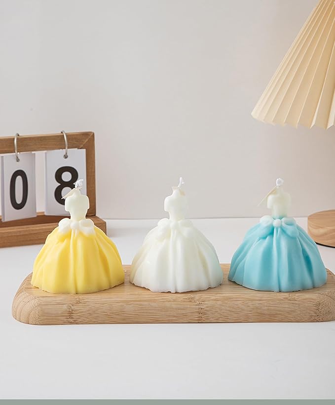 Wedding Dress Aesthetic Scented Candle,200G Handmade Bride Shape Soy Wax Aroma Decorative Candle for Table Photo Prop Valentine's Day Wedding Birthday Gift,Prefect for Meditation Stress (Cream)
