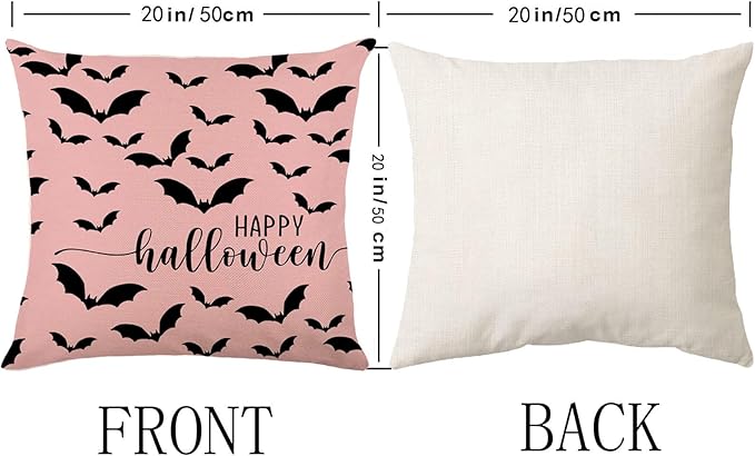 Halloween Pillow Cover 20x20 Inch Set of 4 Black White Skeleton Crow Spider Throw Pillow Covers Indoor Outdoor Farmhouse Decorative Pillow Case Halloween Home Sofa Bed Living Room Couch Decor