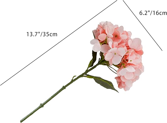 Mandy's 3 Stems Light Pink Artificial Hydrangea Flowers – 13.7” Realistic Silk Bouquet for Centerpieces, Wedding & Home Decor