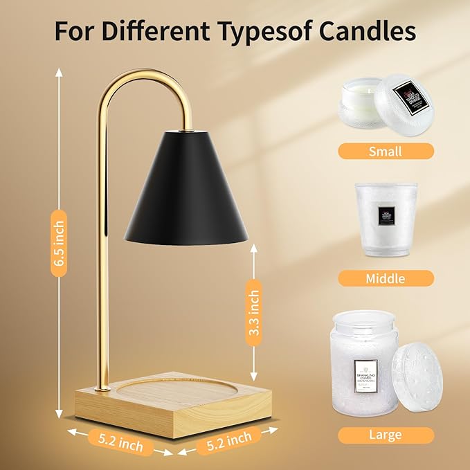 Candle Warmer Lamp, Electric Candle Lamp Warmer, House Warming Gifts New Home Bedroom Decor, Dimmable Wax Melt Warmer for Scented Wax with 2 Bulbs(Black)