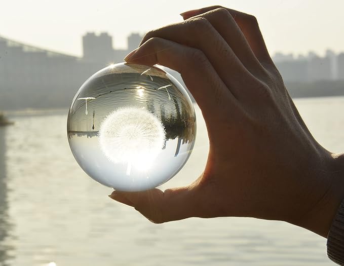 Crystal Ball Glass Globe Decor - Crystal Sphere with Stand & Gift Box, Clear Decorative Crystal Globe, 3D Crystal Ball for Home Decor Photography, Gazing Divination Fengshui Meditation, 2.3 inch/60mm