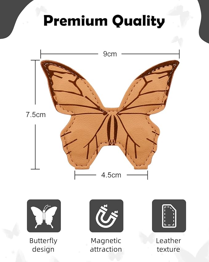 Leather Magnetic Bookmark, 1Pcs Butterfly Bookmarks, Magnet Bookmark Clips Gift for Women, Kids, Reading Lovers, Teacher, Mothers Day Gift for School Office Home Supplies (Pink)