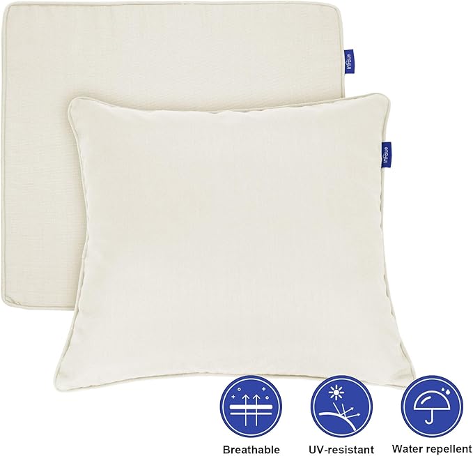 Deep Seat Cushions, Outdoor Cushions, Patio Furniture Cushions, Deep Seat & Back Cushion Patio Cushions for Backyard Couch Sofa Fade Resistant (22x24x4 inches 2 Sets, Beige)