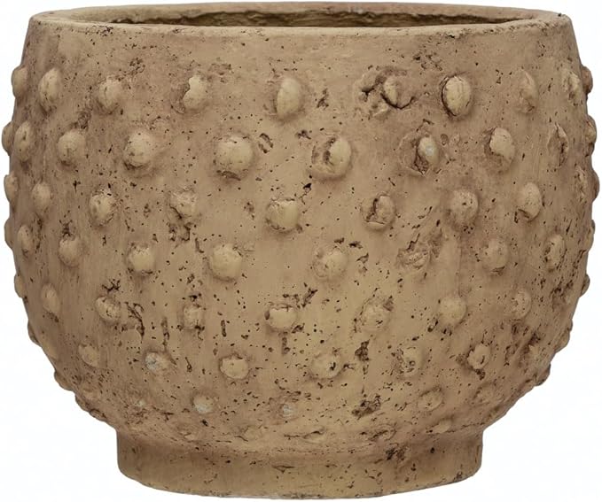 Creative Co-Op Distressed Terra Cotta Hobnail Planter, Greige