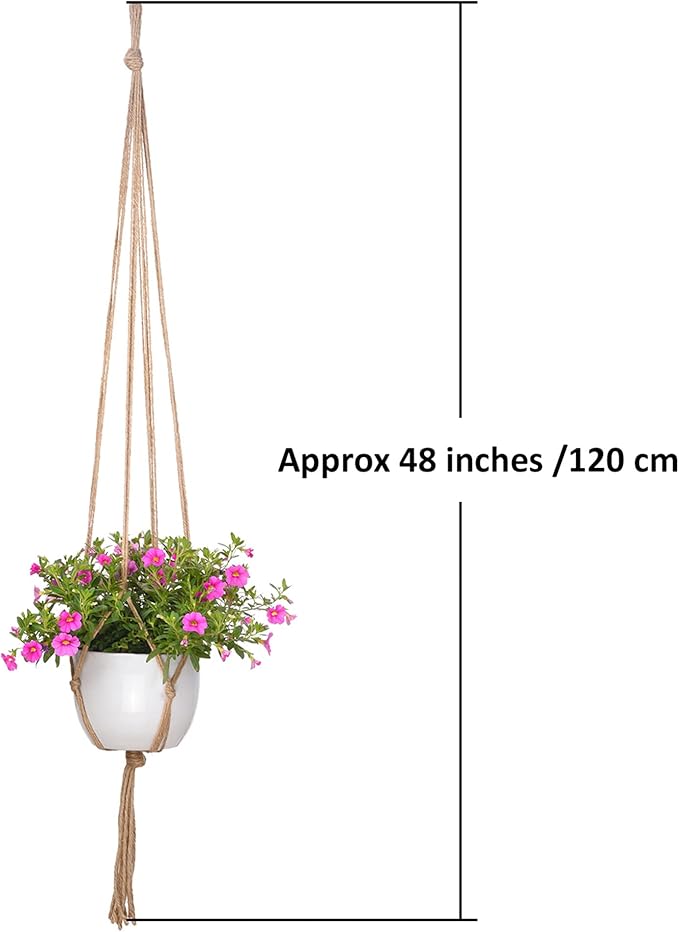 EBOOT 2 Pack 48 Inches Large Macrame Plant Hanger Rope to Hang Flower Pot Plant Holder for Indoor Outdoor Decorations, 4 Legs